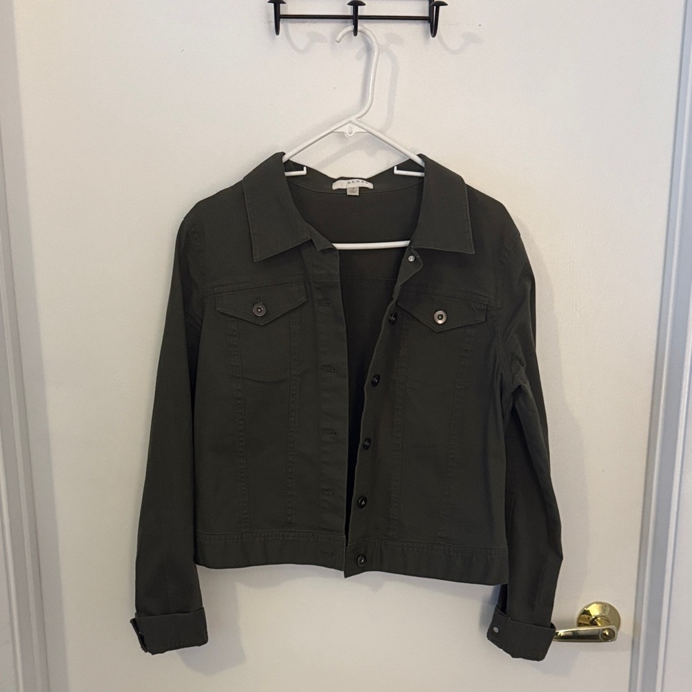 Kenar Olive Green Women's Jean Jacket